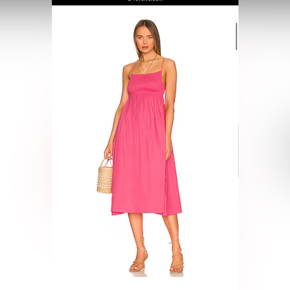 FAITHFUL THE BRAND Bryssa Midi Dress in Hot Pink